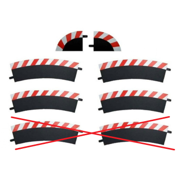 CONJUNTO 4 CHICANES EXTERNAS CURVA 2/30 GRAUS PARA AUTORAMA CARRERA DIGITAL 1/24 E 1/32 E EVOLUTION 20020562 AV
